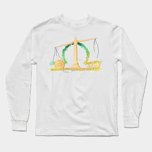 Libra Scales - Black Outline Long Sleeve T-Shirt